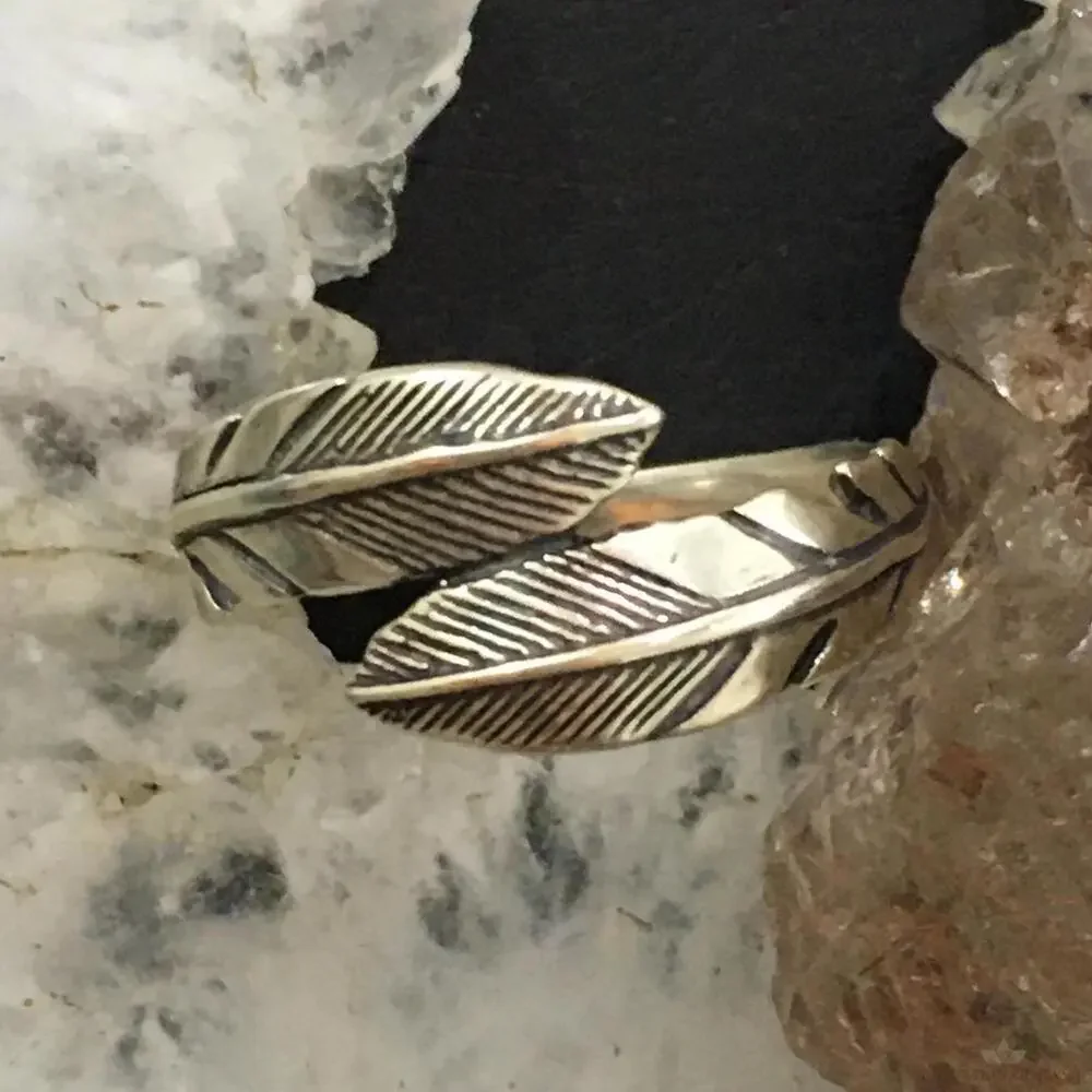 Carolyn Pollack Southwestern Style Sterling Silver Double Feather Ring For Women